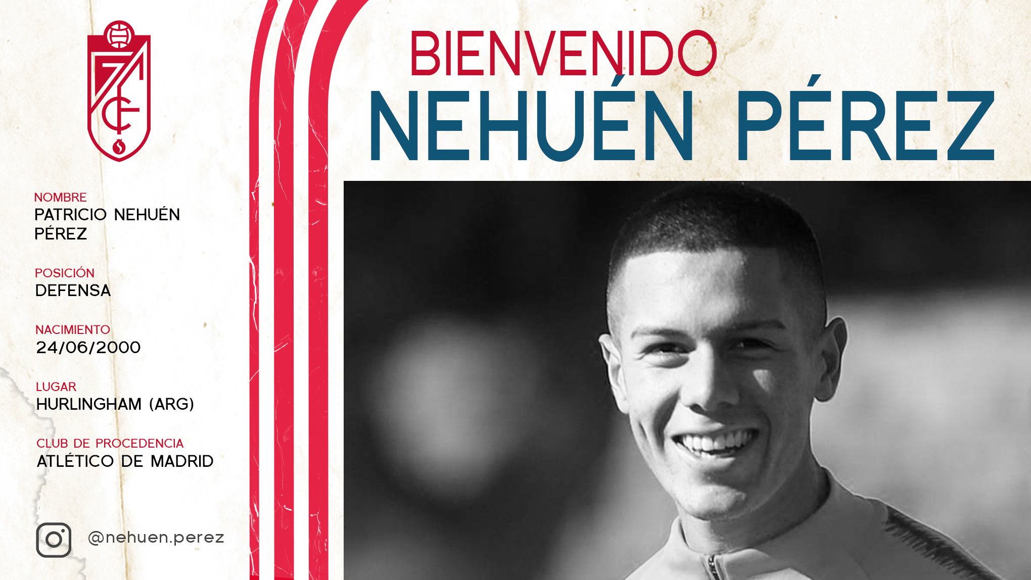 Nehuén Pérez é emprestado pelo Atlético de Madrid-ESP ao Granada-ESP
