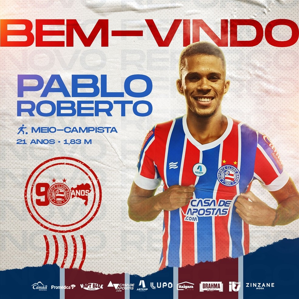 Bahia anuncia contratação de meio-campista do Vila Nova
