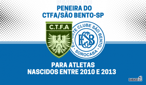 CTFA/São Bento-SP realizará peneira para duas categorias